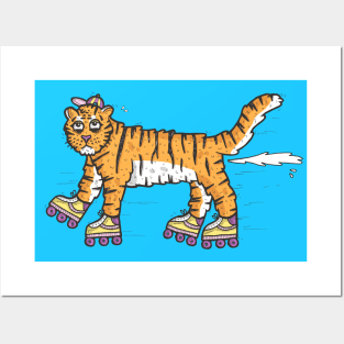 Tiger on Skates Posters and Art